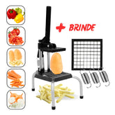 Picador Legumes Batata Cortador Tripé Multiuso Tomate Cebola Frios Cabrita Reforçado + 4 Brindes