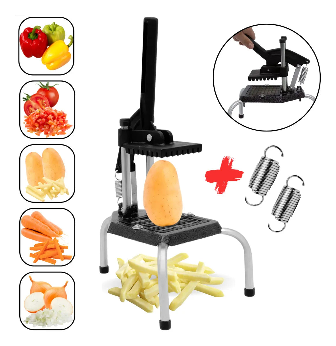 Picador de Legumes Industrial Cabrita Reforçado Multi-Uso Fatia Cubos 10mm Eficiente e Prático + Brindes